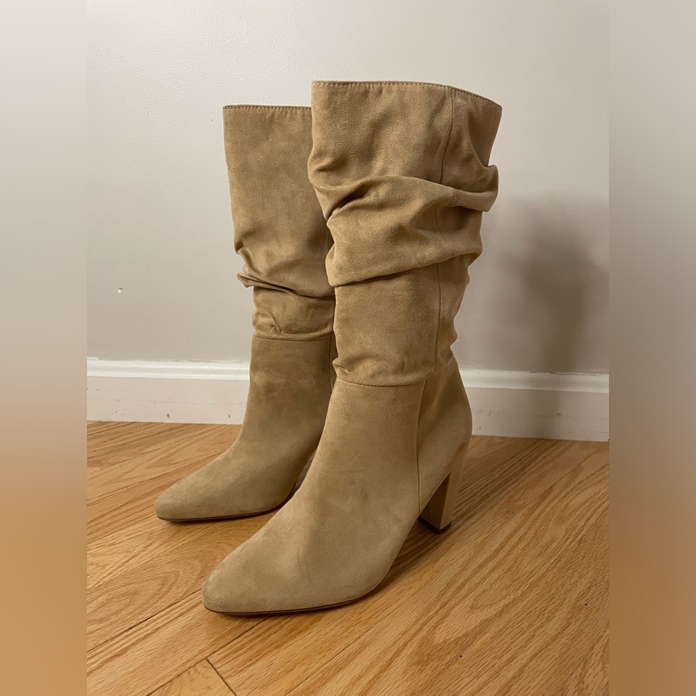 Banana Republic Slouchy Suede High Heel Boot, Biscotti, Size 7, NWT